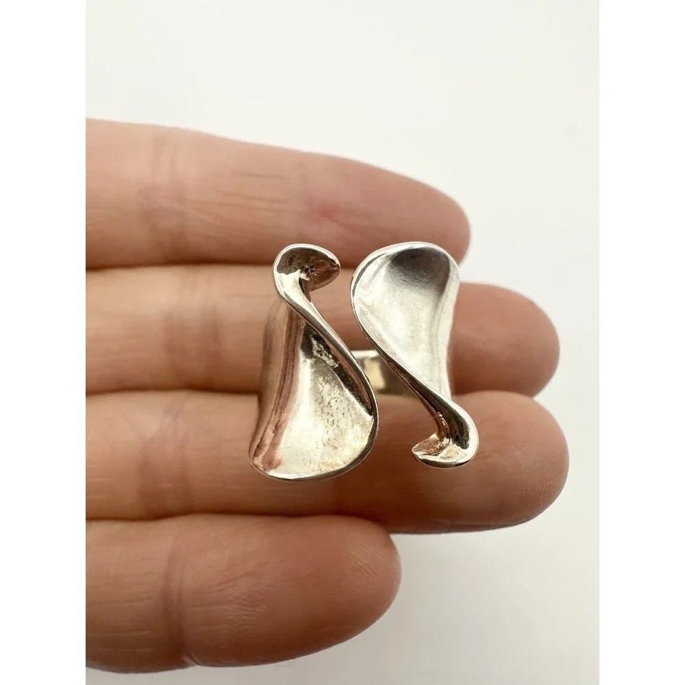 Vintage Modernist Adjustable Sterling Silver Ring Marked 925 Size 6